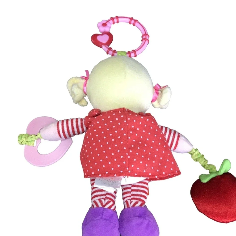 Prestige Baby Lovie Blonde Red Polka Dot Dress Squeak Strawberry Heart Teether